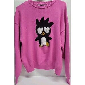 Forever 21 x Hello Kitty & Friends Badtz-Maru Pink Knit Sweater Pullover‎ Sz L